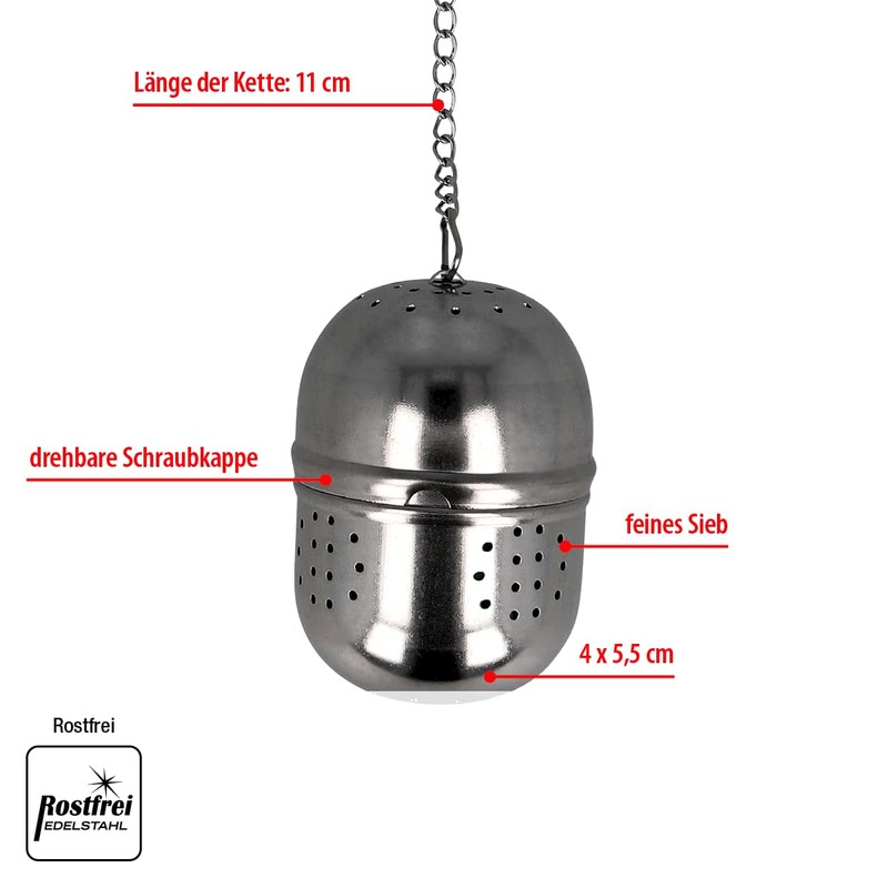 EUROHOME Stainless Steel Tea Strainer - Tea Infuser with Long