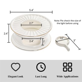 Nagpew Ceramic Teapot Warmer, Gold Rim Teapot Heater with Candle Holder, White Porcelain Tea Kettle Holder Warming Base for Heating Coffee, Milk, Water, Soup