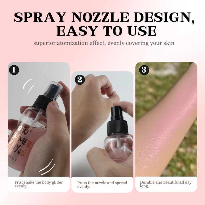 Glitter Spray for Hair and Body, Glitter Body Spray, Quick-Drying