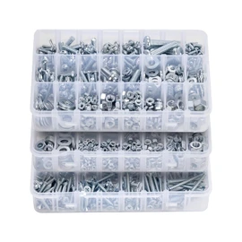 VEVOR 2250 Pcs Bolts and Nuts Assortment Kit, Metric + Imperial Machine Screws and Flat Washers, Alloy Steel M3/M4/M5/M6/M8 Multiple Size, for Equipment/Vehicle Assembly,Galvanized White