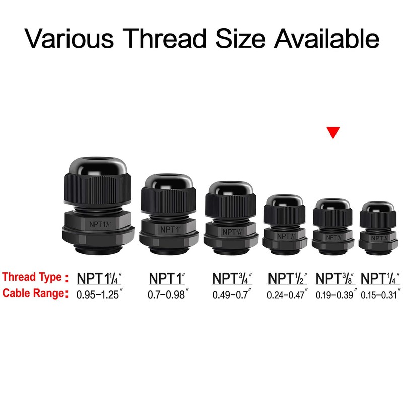 LeMotech 10 Pack NPT 3/8" Cable Glands Waterproof Adjustable 5-10mm