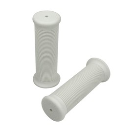 White Ribbed Rubber Motorcycle Grips Fits 1" Handlebars Bars and Exterior Cables - Harley Honda Kawasaki Suzuki Yamaha Bobber Chopper Cafe Racer Brat