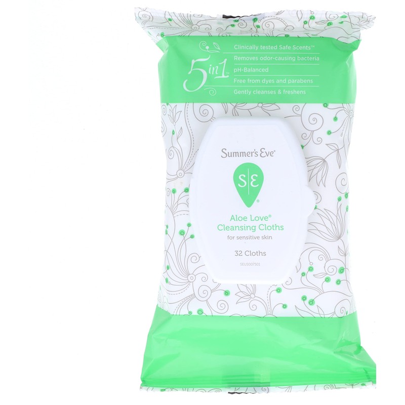 Summer’s Eve Aloe Love Gentle Daily Feminine Wipes, Removes Odor,