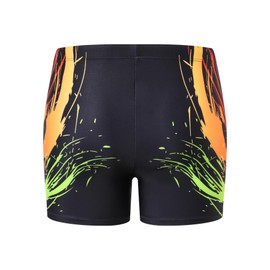 Steppe Men's Square Leg Jammers, Athletic Swimwear Quick Dry Swimming Trunks, Printed Comfortable Bathing Suit, Flame Burst-S