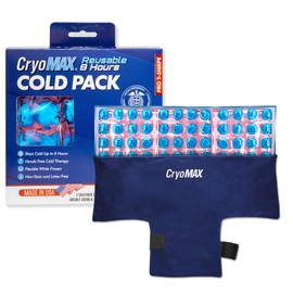 CryoMAX Reusable Cold Pack - 8-Hour Long-Lasting Cold Therapy Ice Pack, Adjustable Wearable Compress Straps, Best for Pain Relief, Injuries, Hip Surgery Swelling, and Migraines - T-Shape (1 Count)