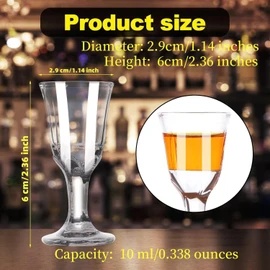 RUIYELE 24 Pack Small Mini Shot Glasses 10 ml 0.338oz, Mini Wine Glass Shooters Small Fancy Shot Glasses Super Cute and Elegant