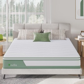 Novilla Hybrid Queen Mattress, 10 Inch 5-Zone Mattress with Gel Memory Foam for Motion Isolation & Durable Support, Midume Firm Mattress Queen in A Box