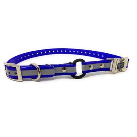 Sparky Pet Co -Zeus ECollar Replacement Strap - Bungee Loop Dog Collar - Waterproof Biothane - Adjustable - Double Buckle - Quick Snap Metal Clasp - Invisible Fence Systems - 3/4" x 28" Blue Refl