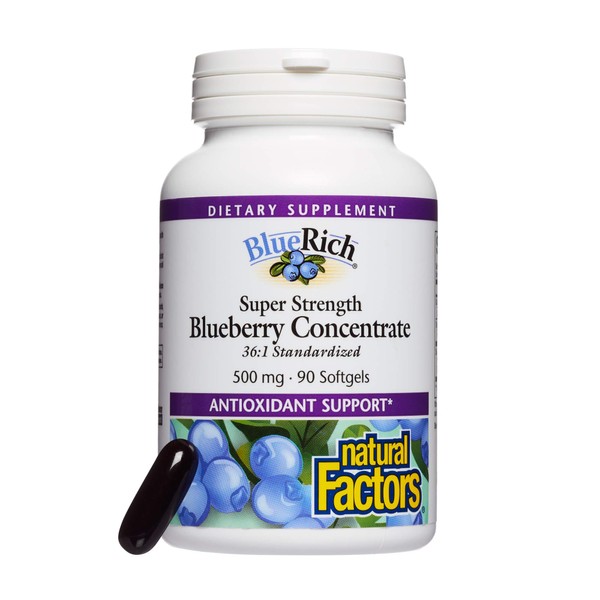 BlueRich Blueberry (Vaccinium crymbosum) Concentrate 36:1 (fruit), flaxeed oil, softgel (gelatin, glycerin, purified water), sunflower lecithin (non-GMO), yellow beeswax.