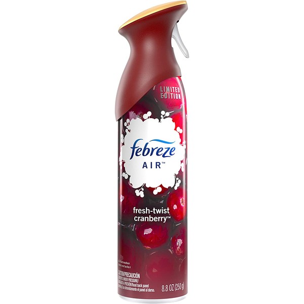 Febreze Air - Air Freshener Spray - Limited Edition - Winter Collection 2017 - Fresh-Twist Cranberry - Net Wt. 8.8 OZ (250 g) Per Bottle - Pack of 2 Bottles