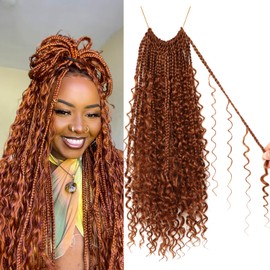 Goddess Boho Box Braids Crochet Hair-8 Packs 18 Inch Crochet Box Braids for Black Women Pre Looped (#30, 18 Inch (Pack of 8))