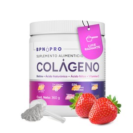 BPN PRO Colágeno Hidrolizado en Polvo Sabor Fresa 360 g con Vitamina C, D3, E, Zinc y Ácido Hialurónico | Collagen Peptides para Piel, Cabello y Uñas | Sin Gluten, Fácil de Mezclar