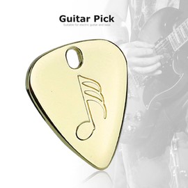 Dilwe 5 Pcs Guitar Picks, Metal Pick Plectrum for Acoustic Guitar, Electric Guitar, Ukulele(Gold)
