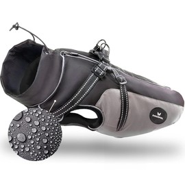 DOGOPAL Dog Raincoat with Built-in Harness - Waterproof Dog Coat - Reflective Rain Jacket for Small and Large Dogs - High Visibility, Windproof (Grey, #2)