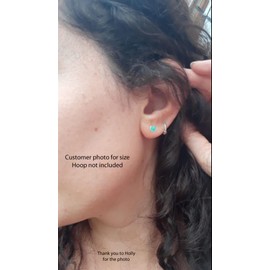 Heather Needham Sterling Silver Turquoise Earrings - Turquoise round stud Earrings - Size - 5mm (1/5TH INCH). MUCH SMALLER THAN SHOWN - See photo in ear for size. Gift Boxed 5796TQ