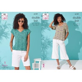 King Cole Women’s Knitting Pattern Double Knit Ladies Top (6129), 32” – 50” (81cm – 127cm)