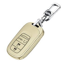 ontto 3 buttons PC Car Key fob Cover compatible with Honda Civic Accord HR-V CR-V Pilot Sport SI EX EX-L Touring 2022 2023 2024 Smart Key case Shell keyring Key holder keychian accessories Golden A