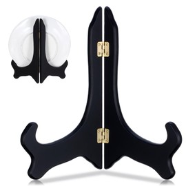 HaiFafafaing Supporti per piatti per display da 20 cm in legno nero piatto espositore per piatti decorativi per visualizzare mini cavalletto cornice supporti per immagini per libri piatto carta CD