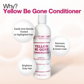STAR CARE Yellow Be Gone Shampoo & Conditioner Set 12oz Each Clarifying Toning Duo for Blonde Gray Bleached Highlighted Hair Neutralizes Brass Restores Shine Hydrates Maintains Cool Tones 12oz/354ml