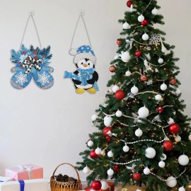 Does Not Apply Zonon 6 Pcs Winter Diamond Painting Hanging Sign Set 5d Snowman Diamond Art Set