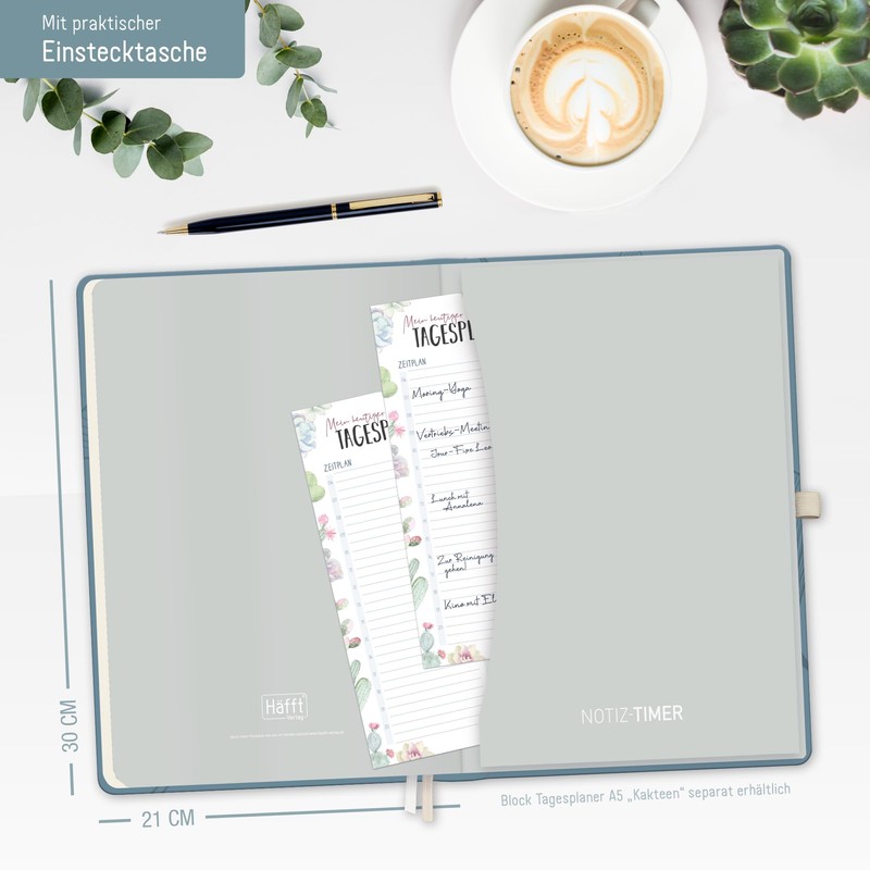 Häfft® Weekly Note Calendar 2026 A4 "Blue Ginkgo" Book Calendar,