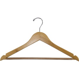 Bamboo Suit Hanger with Black Vinyl Bar, Eco-Friendly 17 Inch Flat Wooden Hangers with Lacquer Finish & Chrome Swivel Hook for (Set of 24) by The Great American Hanger Company