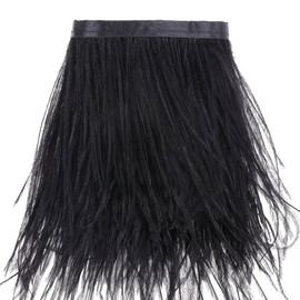 2 Yards Ostrich Feathers Fringe Trims - for Dress Sewing Crafts Costumes Decoration (Black)