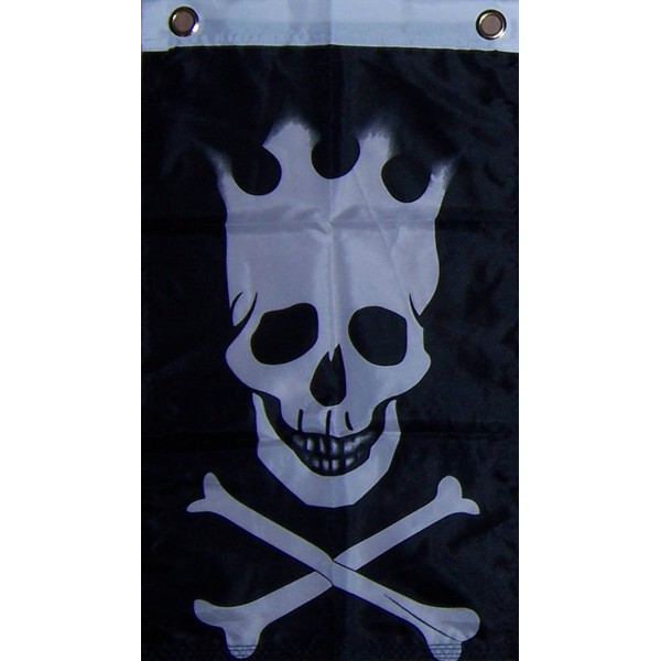 new 12X18 Flaming Pirate Skull Crown Boat Flag