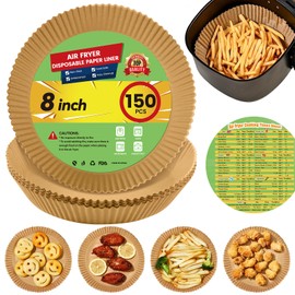 Stoear Air Fryer Paper Liners Disposable: 150Pcs 8 Inch Special Round Liners for Air Fryer, Grease and Water Proof Non Stick Basket Parchment Paper