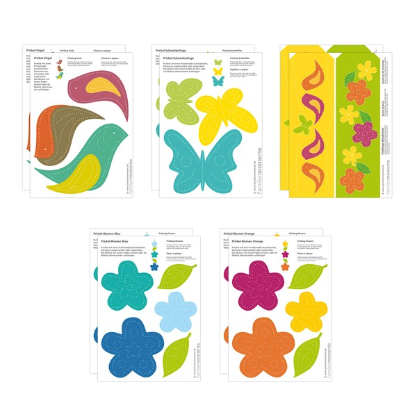 Familienmomente 10 Craft Sheets for Prickling Spring (2 x Birds,