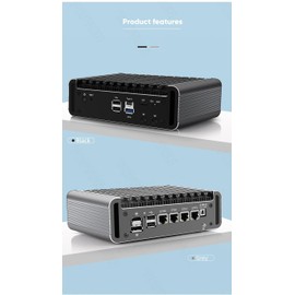 HKUXZR Firewall Appliance Mini PC, Intel Celeron J6412 2*M.2 Nvme Quad Core 4xIntel I226 2.5G Ethernet VPN Router PC AES-NI HDMI DP 4/8/16/32/64GB DDR4 1TB M.2 Nvme (NO RAM NO SSD)