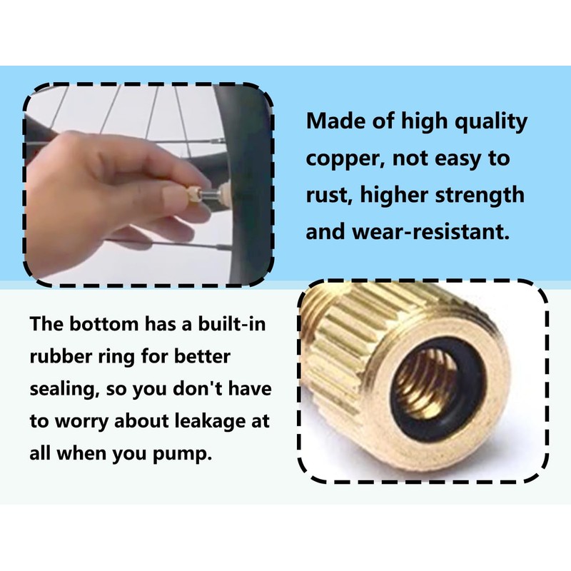 KAPSING Bicycle Valve Adapter Set, 5 Brass Valve Adapters and