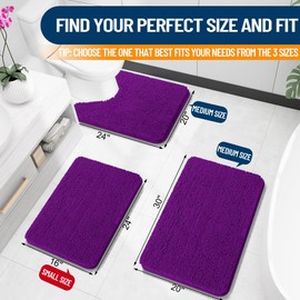 OLANLY Toilet Rugs U-Shaped 24x20, Extra Soft Absorbent Chenille Contour Bathroom Rugs for Toilet, Dry Quickly, Machine Washable, Non-Slip Bath Mat, Purple