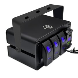 3 Gang Rocker Switch Box Aluminum 12v Switch Panel SPST ON Off Switch PD Type C and QC 3.0 USB Charger Voltmeter Waterproof Toggle Switch Panel DIY Stickers for Boats Cars RVs Trucks