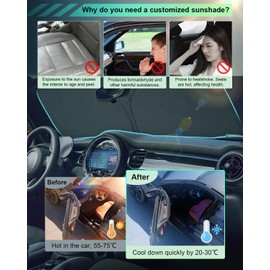 GAFAT Compatible with Mini Cooper F55 F56 2015-2024 Sunshades Front Window Inside, Windscreen Parasol Sun Visor Sun Protection, Cooling, UV Protection, Cooper Accessories