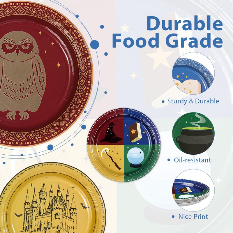 Greencian 60Pcs Magical Wizard Paper Plate 7" Wizard Heavy Duty