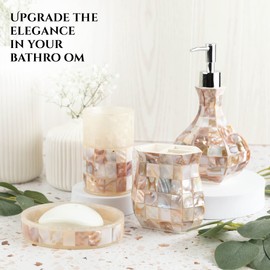 Milano Soap Dish for Bathroom - Decorative Dry Bar Holder Finished in Beautiful Mother of Pearl - Durable Resin Design - Best Dishes for Sink/Bath/Shower/Bathtub Decor