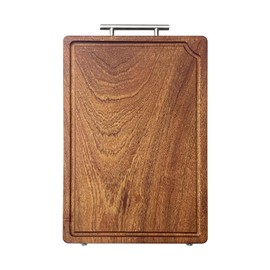 Cutting Boards for Kitchen-Ebony Wood Cutting Board-Large Cutting Board-Thick Chopping Board for Meat-Dishwasher Safe Cutting Board with Stainless Steel Handle （17.7 Inches）