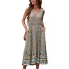 BROVAVE Women Summer Bohemian Floral Print V Neck Sleeveless Sundress