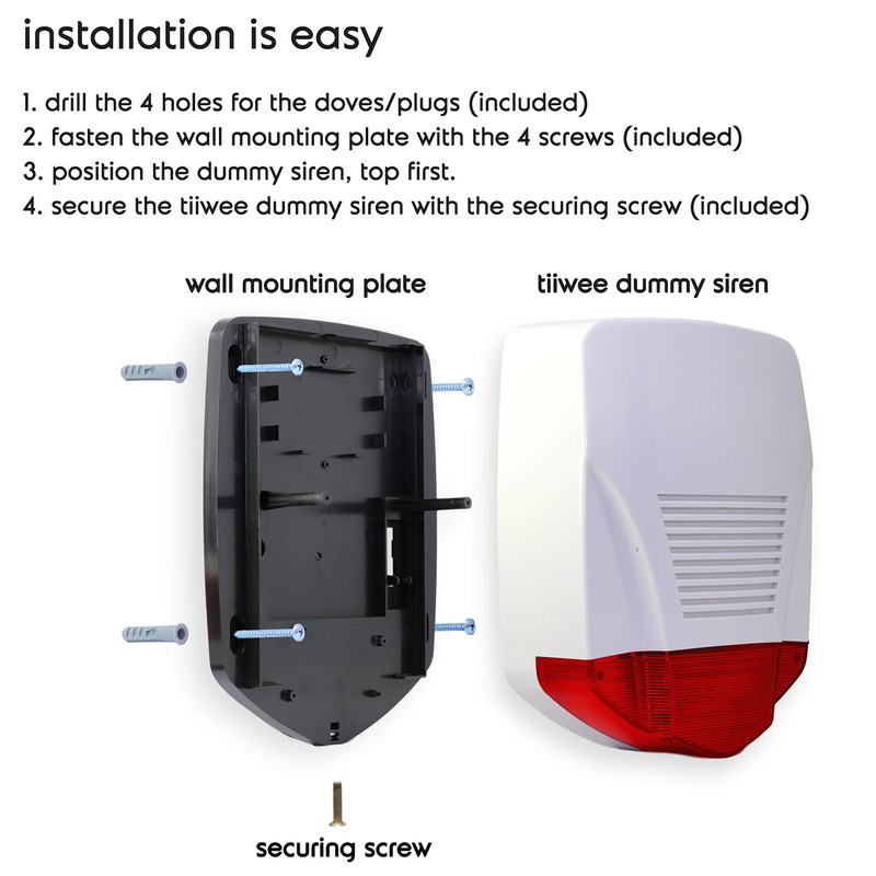 tiiwee Dummy Attrappe Outdoor Sirene - Einbruchschutz - Groß