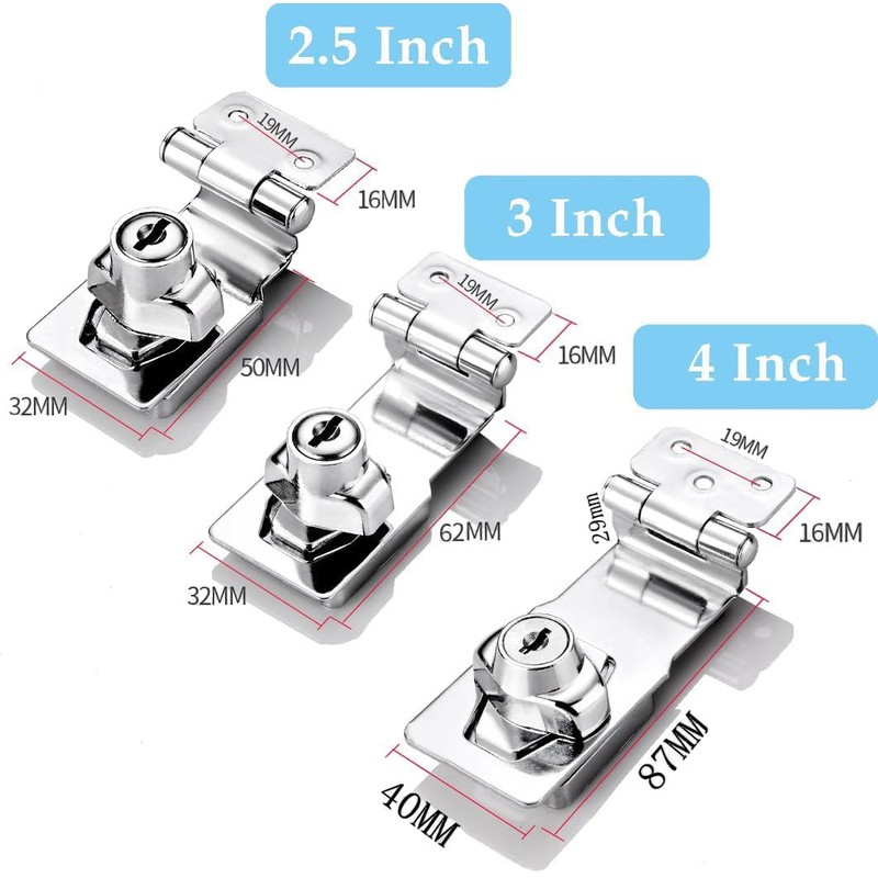 Litensh Rectangular Angle 90 Degree Hasp Lock with Key Equal