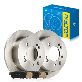 PHILTOP 10.31 inch（261.9 mm） Rear Solid Disc Brake Rotors + Ceramic Pads Kit Compatible with Hyundai 2007-2010 Elantra, replace # 31452 D813