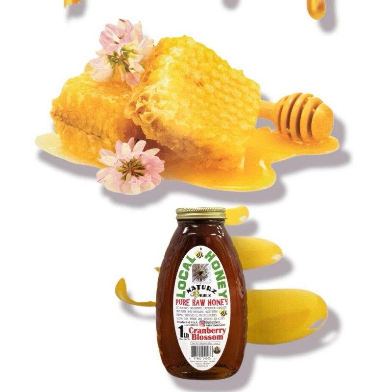 Naturz Beez RAW CRANBERRY BLOSSOM HONEY 1LB 454g 100% PURE