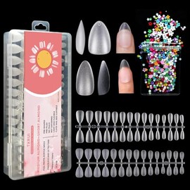 300 Pieces False Nails Tips for Nail Art and Home Nail Art Studio, 150 Almond Shorts / 150 Medium Almond Nail Tips (150 Medium Almond / 150 Short Almond / Decorations, 15 Sizes)