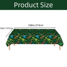 WISSLERMER 3 Pieces Dinosaur Plastic Party Tablecloth Dinosaur Birthday Table Cover Decorations Disposable Table Cover for Kids Boy Birthday Classroom Party Supplies, 54 x 108 Inch