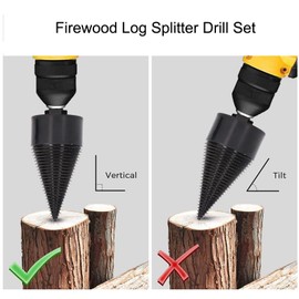 3 Pieces 38-50 mm Wood Splitting Drill, Black Metal Screw Taper Driver, Firewood Wood Splitter Set, Electric Chopping Tool for Cutting Holes in the Household (50 mm)
