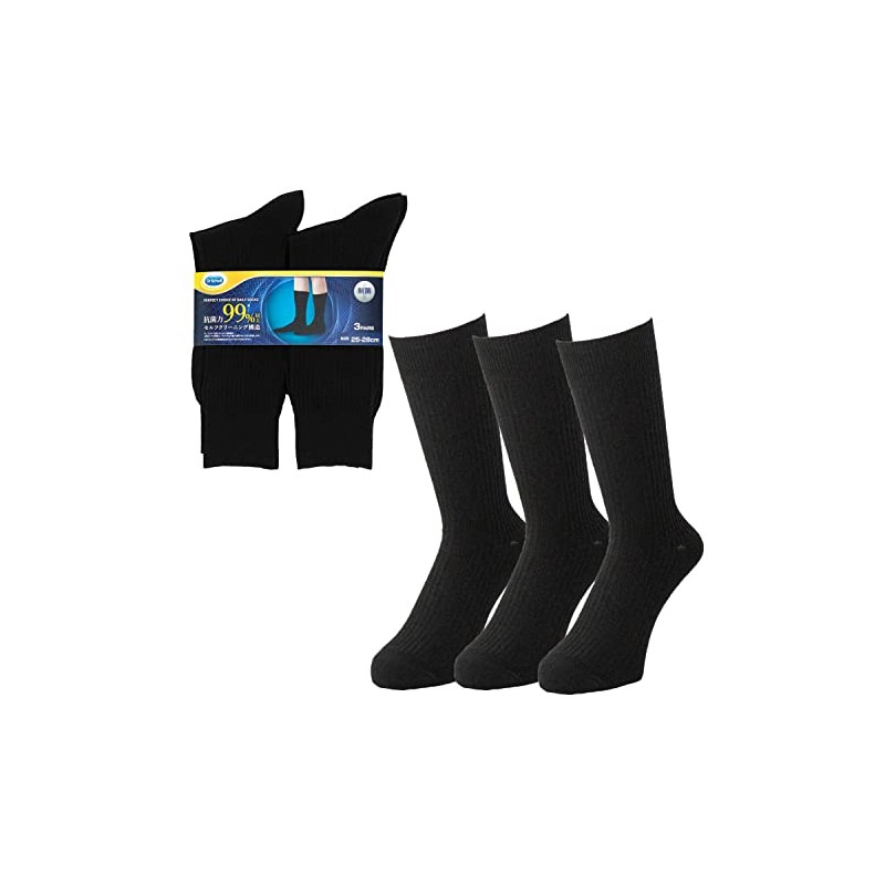 Dr. Shawl Men's Crew Socks, Antibacterial, Ribbon, 9.8 - 11.0