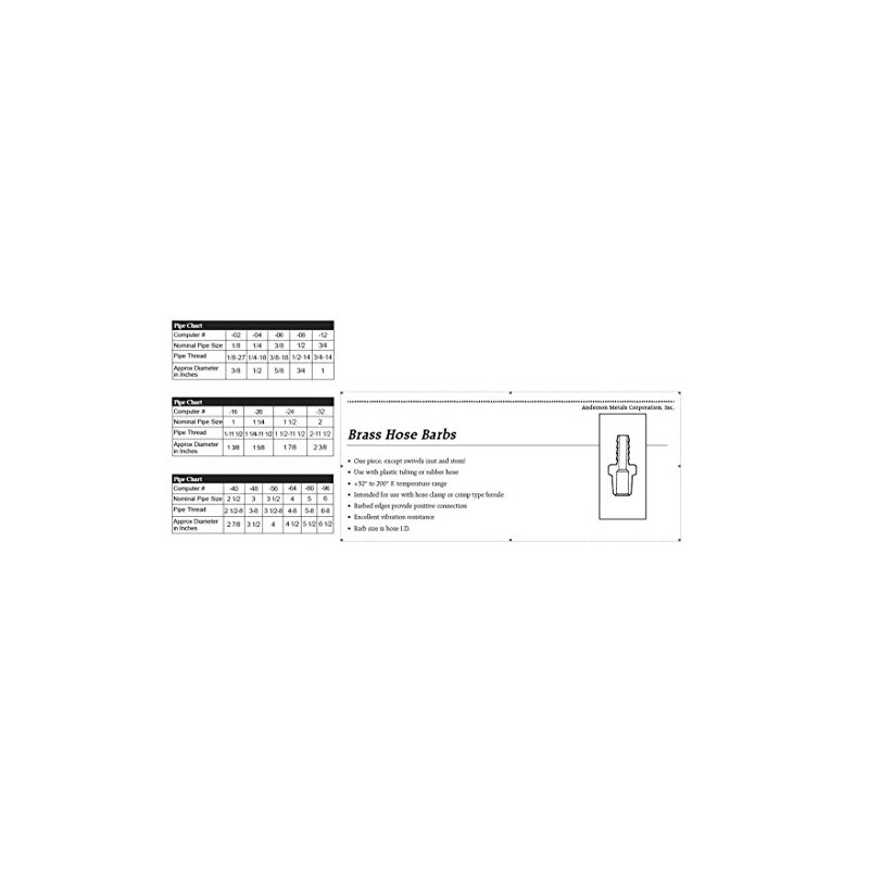 Anderson Metals-57001-1208 Brass Hose Fitting, Connector, 3/4" Barb x 1/2"