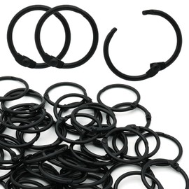 Semrien 50 Pcs 1 Inch Binder Rings, Loose Leaf Binder Book Rings Black Paper Rings, Metal Index Card Rings Binder Clip Rings for Flash Cards, Key Rings, Index Cards (25mm)