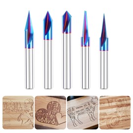 Engraving CNC Wood Carving Router Bit 1/4 Shank 15°/20°/30°/60°/90° Engraving Bits, 2 Flutes Straight CNC V-bit ，Blue Nano-Coating Conical Engraving Router Tool